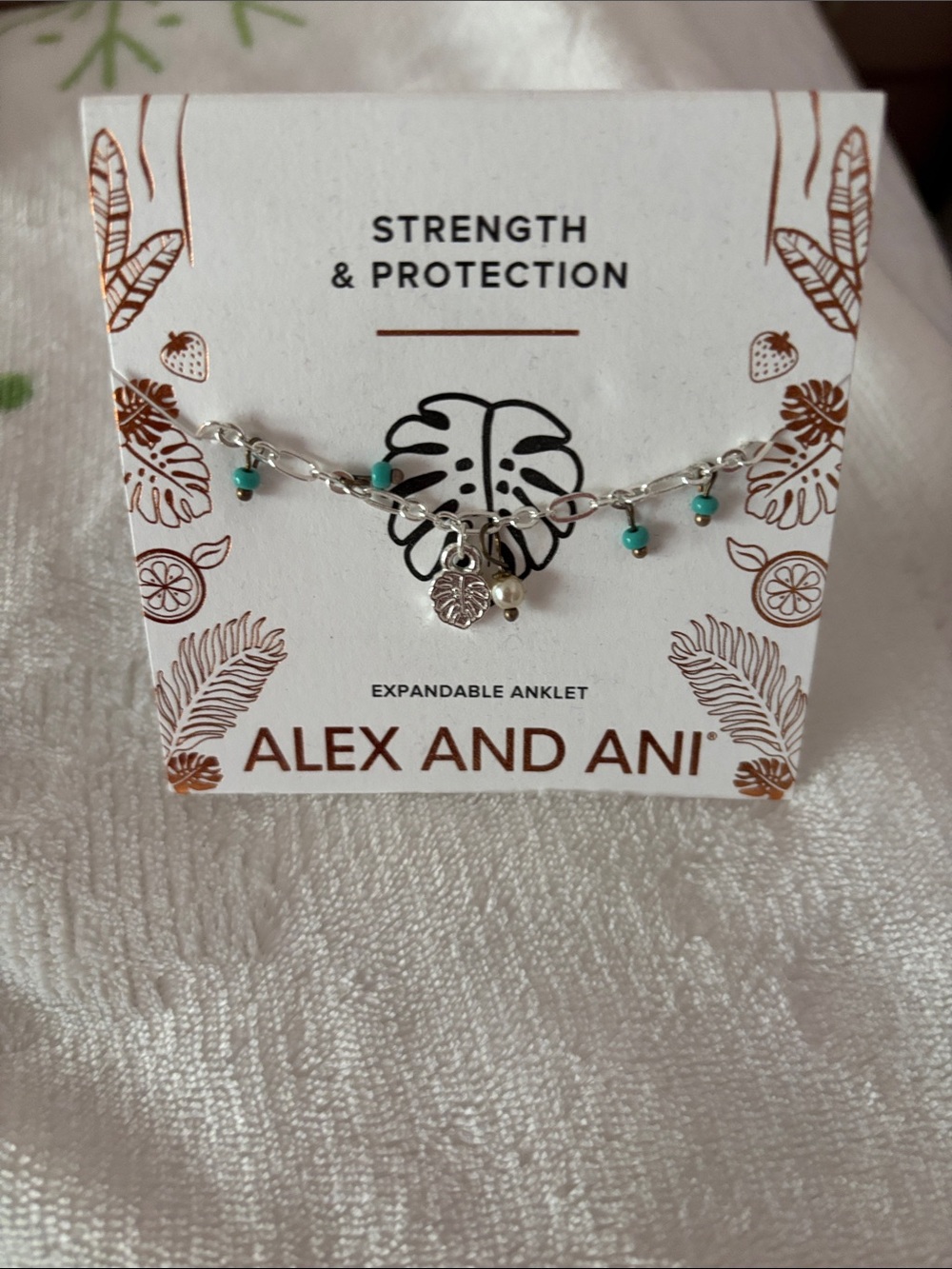 Alex and Ani Turquoise and Silver Charm Ankle Bracelet